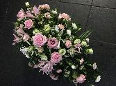 Casket spray in pink and white