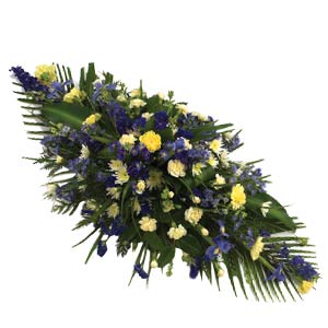 Blue and yellow casket topper