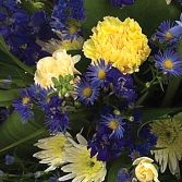 Blue and yellow casket topper